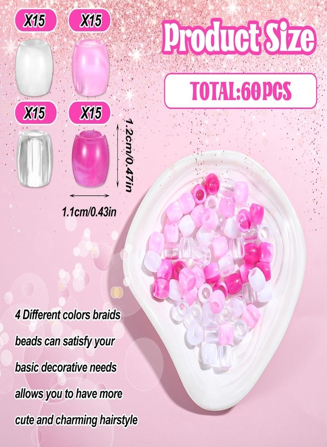 Ymapinc مجموعة خرز دريدلوك من Ymapinc، 60 قطعة، خرز بوني وردي للشعر المضفر، إكسسوارات رائعة للرجال والنساء (شفاف + أبيض + وردي + وردي فاتح) - Image 2